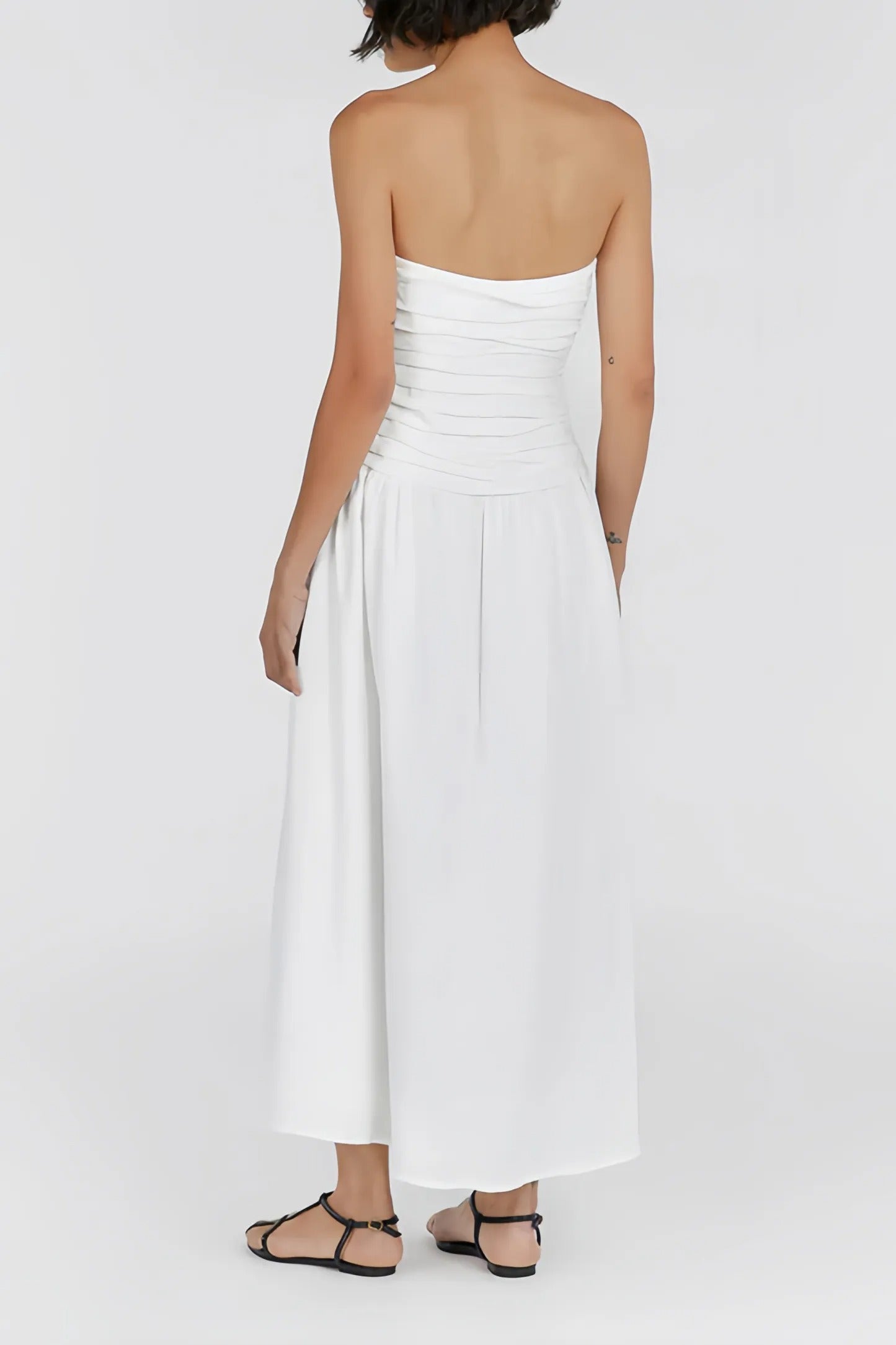 Fleur - Trendy Strapless Midi Jurk