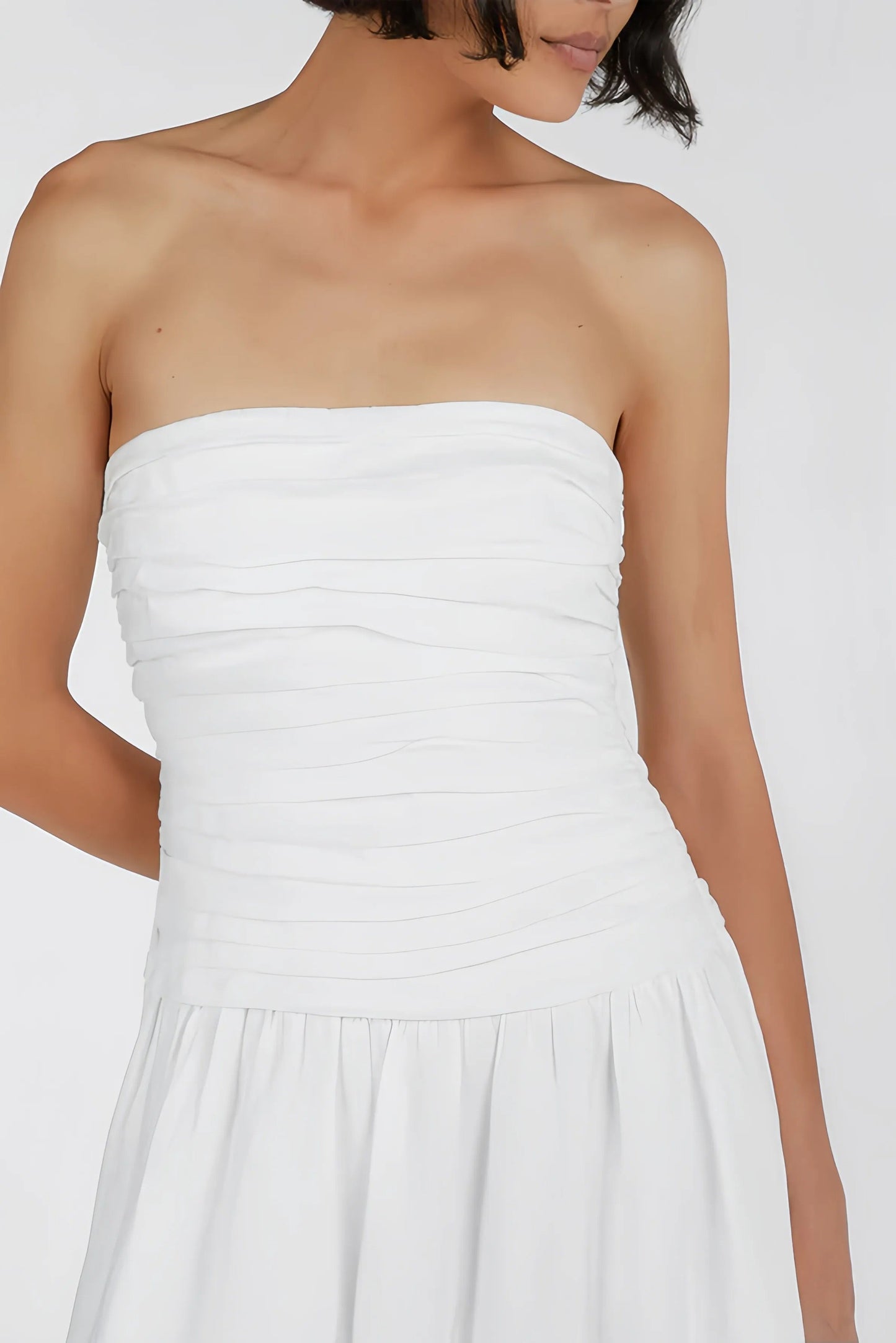 Fleur - Trendy Strapless Midi Jurk
