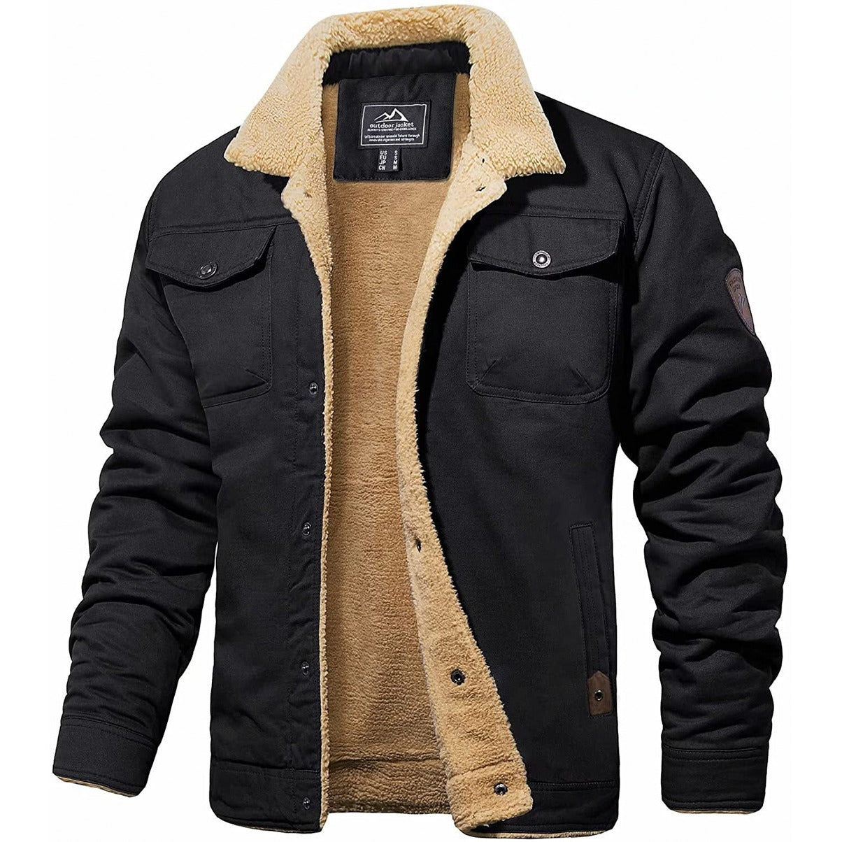 Heren Winterjas met Sherpa Voering - Warme Gevoerde Jas