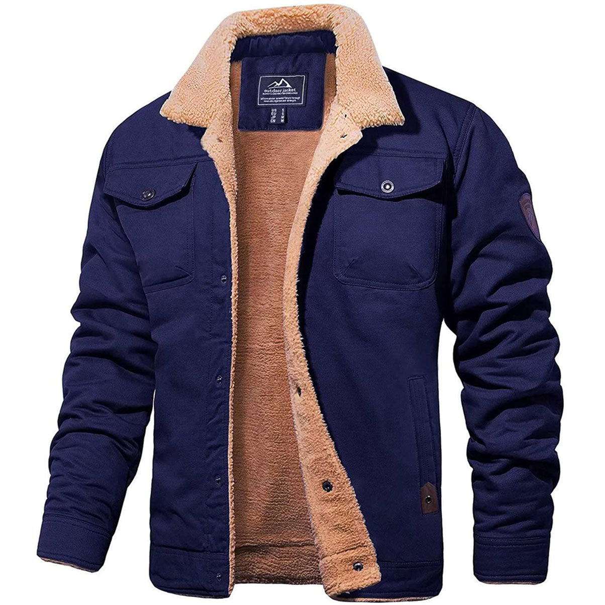 Heren Winterjas met Sherpa Voering - Warme Gevoerde Jas