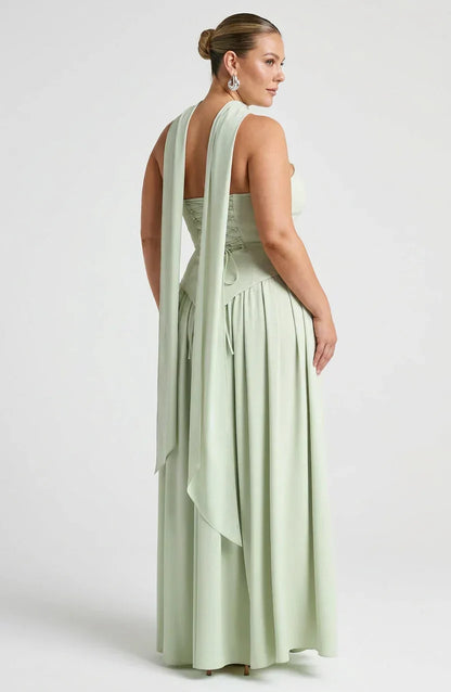 Dames Maxi Jurk Strapless met Hoge Split