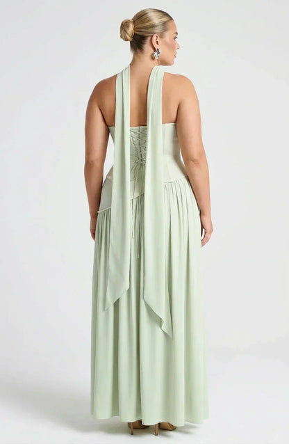 Dames Maxi Jurk Strapless met Hoge Split