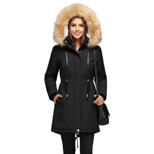 Dames Gewatteerd Jack met Capuchon – Synthetisch Bont, Warm Winterjack voor Casual en Avondkleding