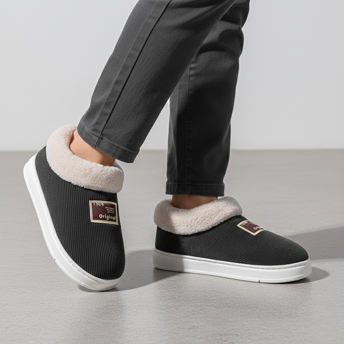 Dames Instap Pantoffels – Beige, Bontvoering, Antislipzool, Warme Huispantoffels voor Winter