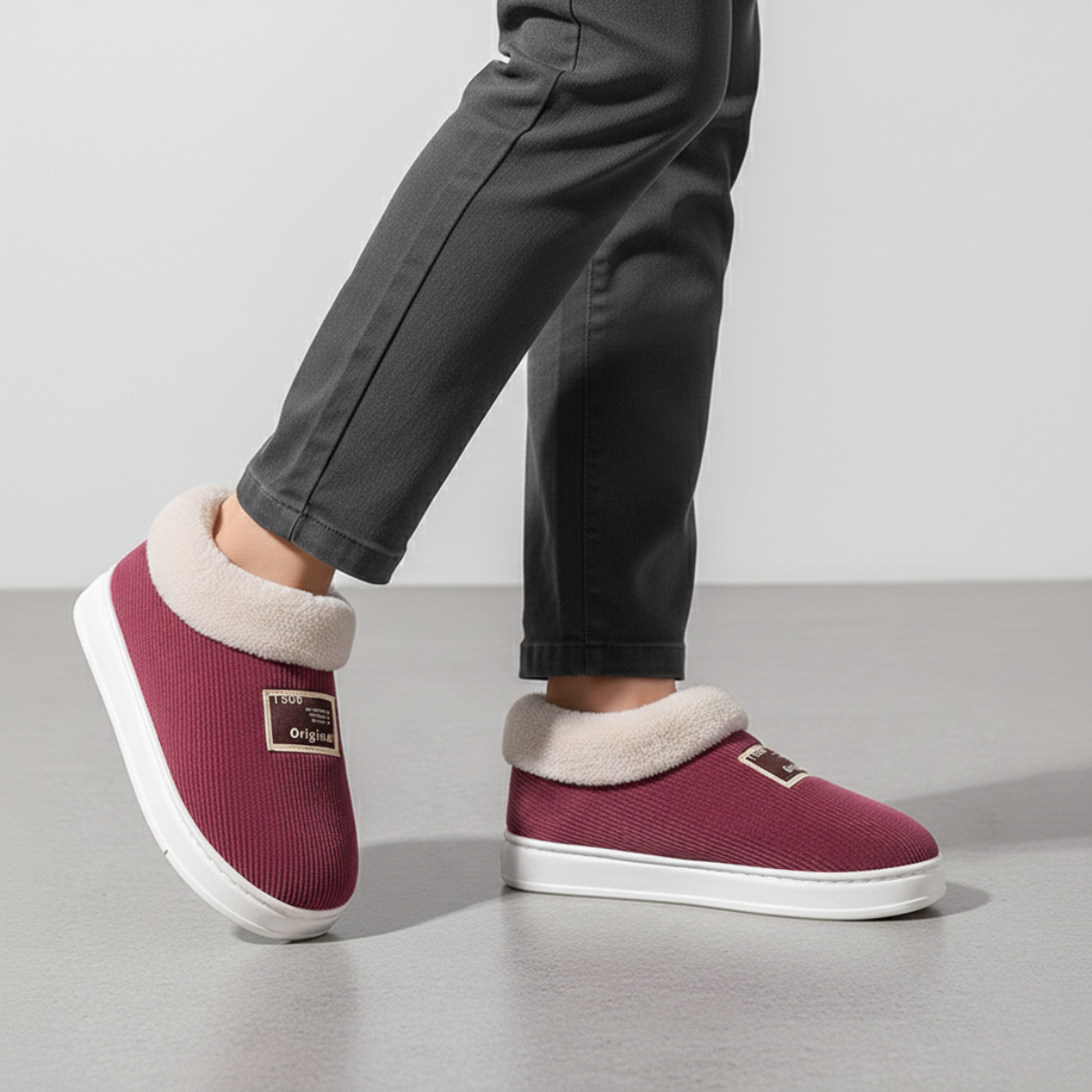 Dames Instap Pantoffels – Beige, Bontvoering, Antislipzool, Warme Huispantoffels voor Winter