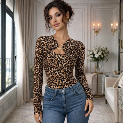 Binta - V-hals Top met Lange Mouwen