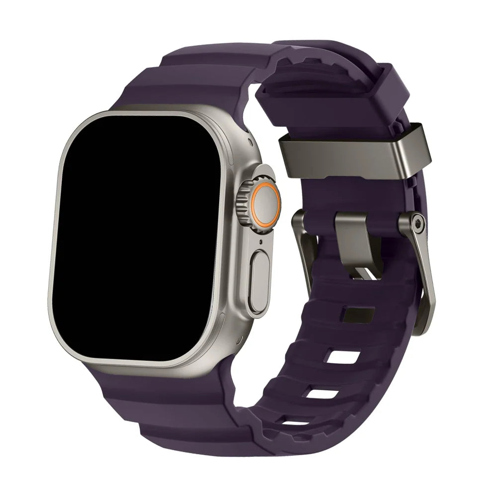 Siliconen Horlogebandje voor Apple Watch - Sportband met Titanium Gesp