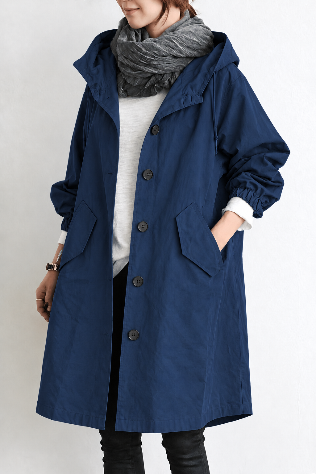 Gabardina impermeable para mujer con capucha – Chaqueta de entretiempo para primavera y otoño