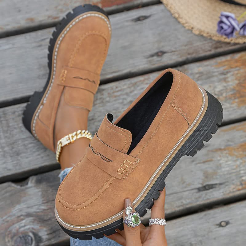 Dames Suède Loafers met Platformzool