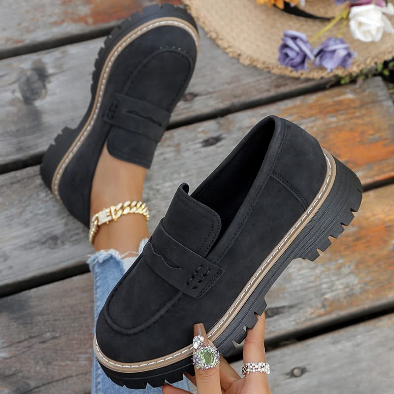 Dames Suède Loafers met Platformzool