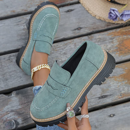 Dames Suède Loafers met Platformzool