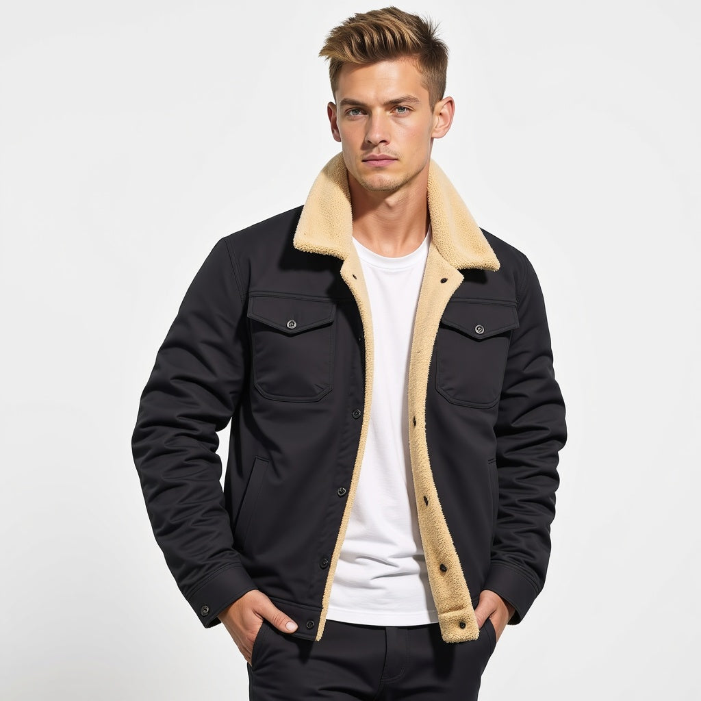 Heren Winterjas met Sherpa Voering - Warme Gevoerde Jas