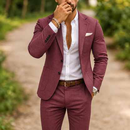 Heren Pak – Casual, Slim Fit, Geschikt voor Feestelijke Gelegenheden