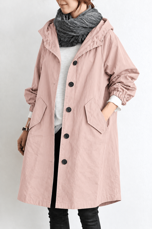 Dames Waterdichte Regen Trenchcoat met Capuchon – Tussenjas voor Lente en Herfst