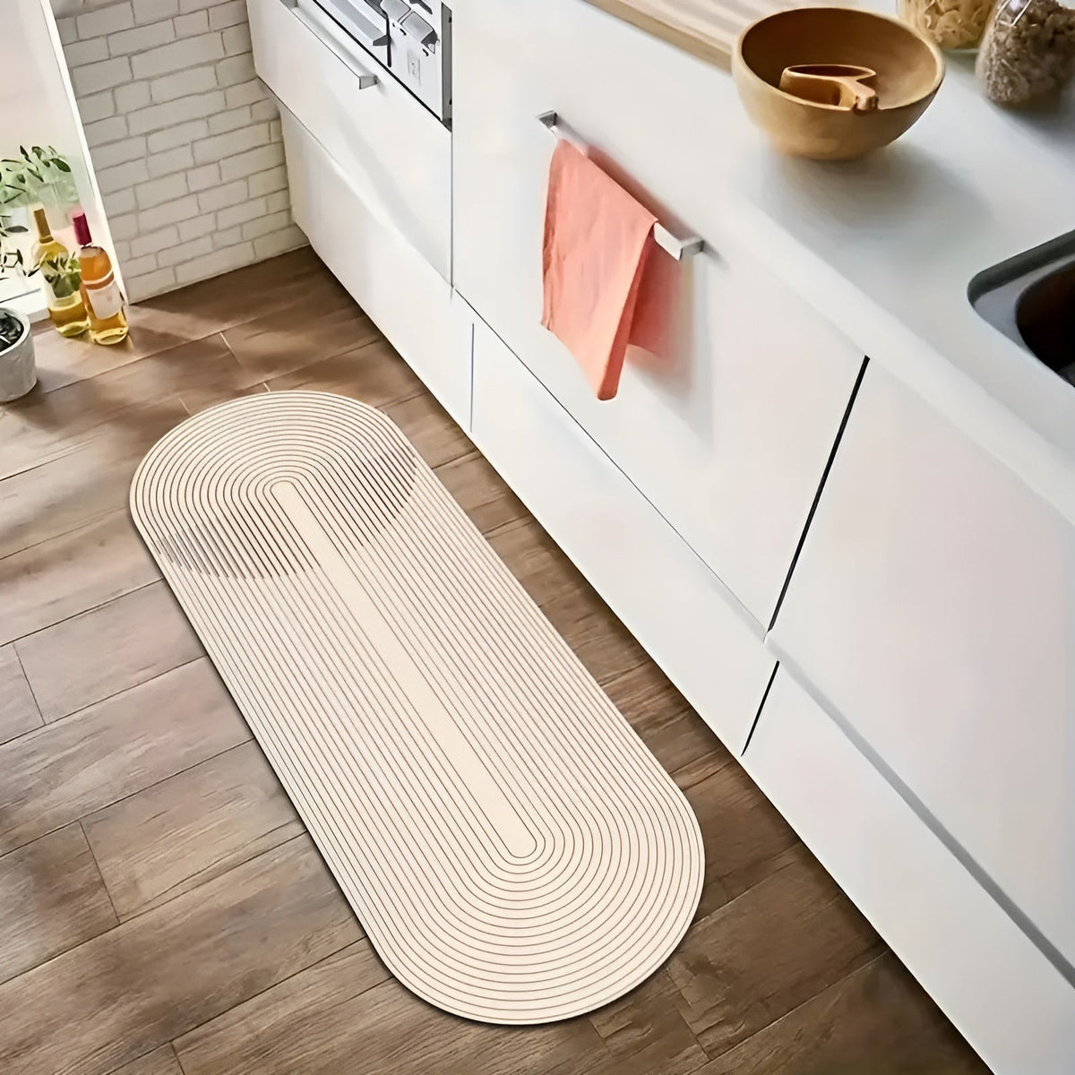 Badmat met Antislip Onderkant en Geometrisch Streepdessin
