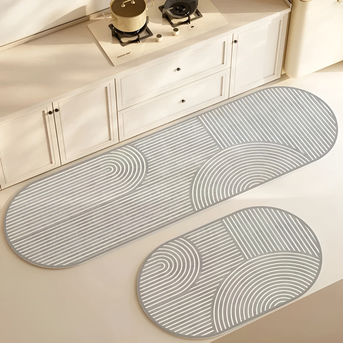 Badmat met Antislip Onderkant en Geometrisch Streepdessin