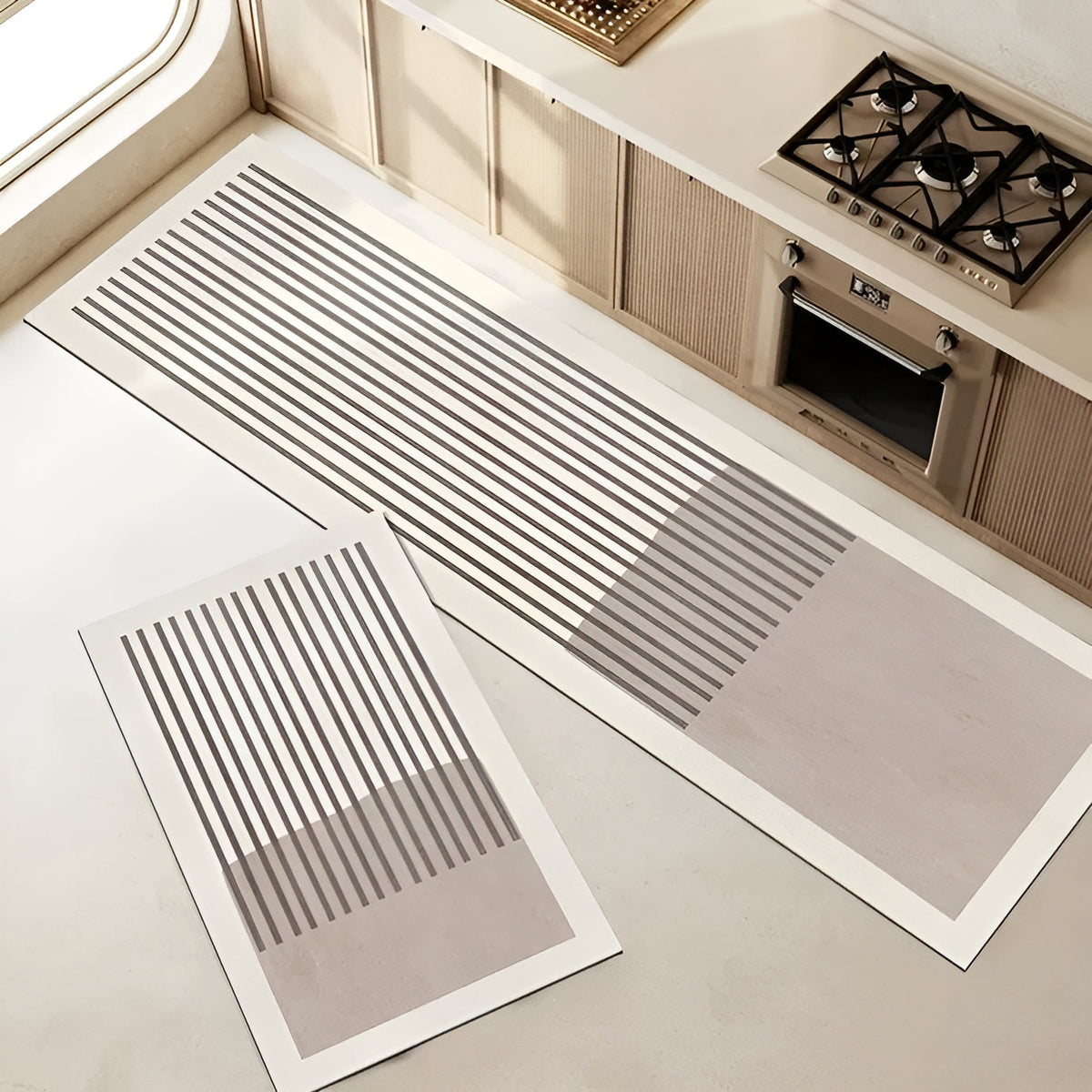 Badmat met Antislip Onderkant en Geometrisch Streepdessin