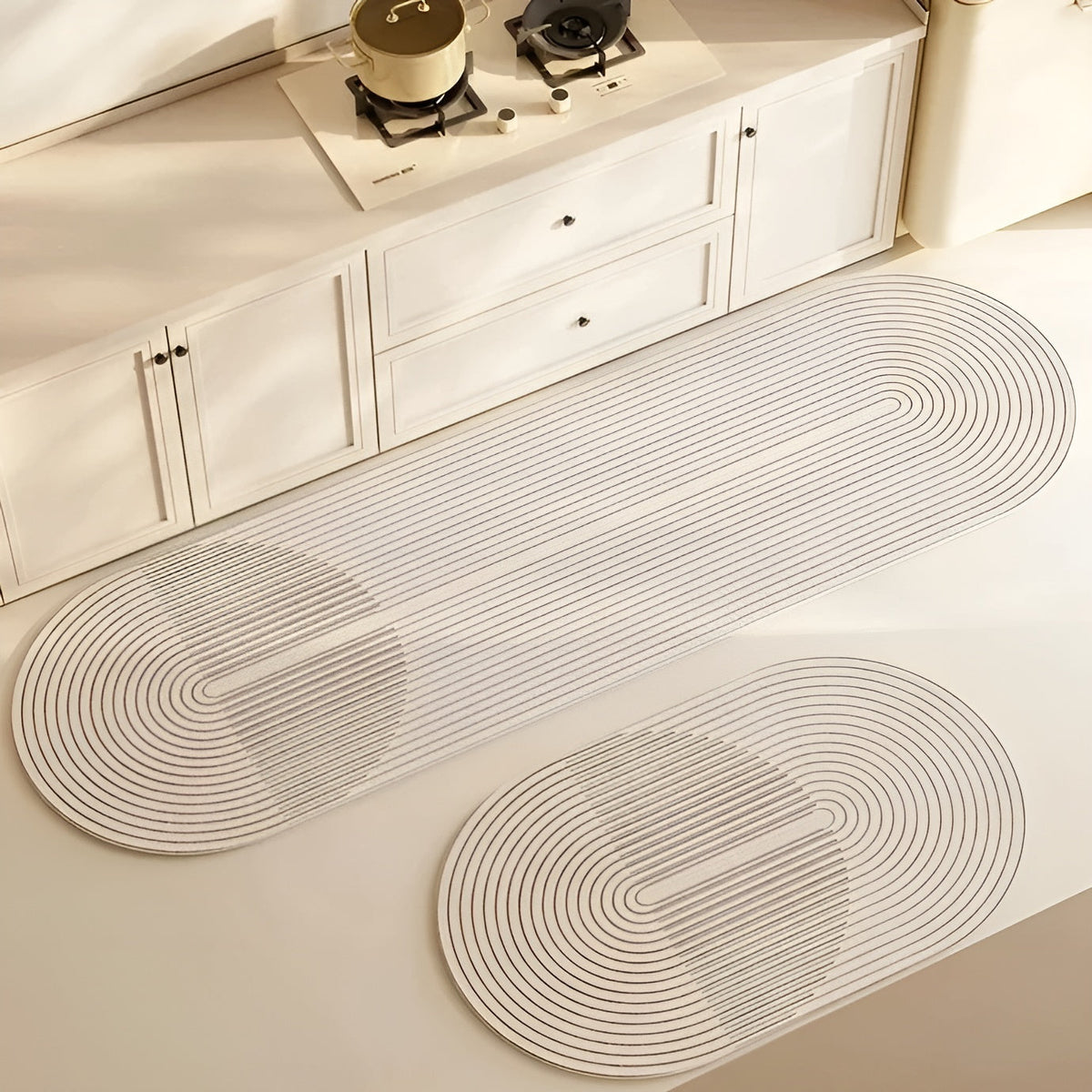 Badmat met Antislip Onderkant en Geometrisch Streepdessin
