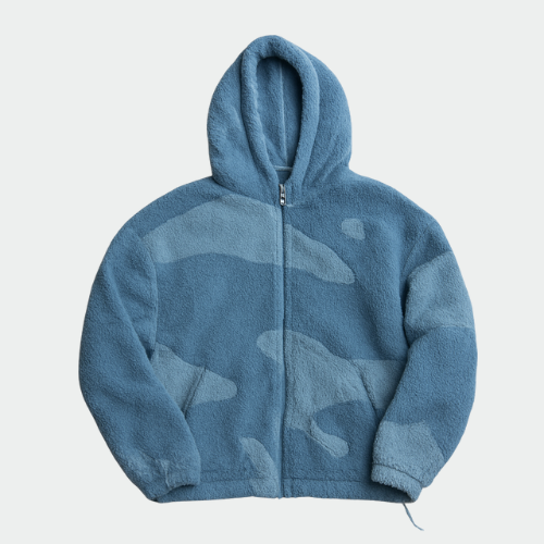 Heren Fleecejack met Capuchon en Ritssluiting - Color Block