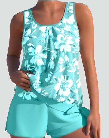 Dames Tankini Set met Bloemenprint - Vormgevend Model