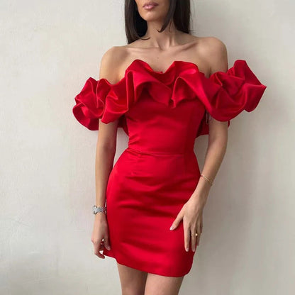 Estelle - Satijnen Off-Shoulder Jurk