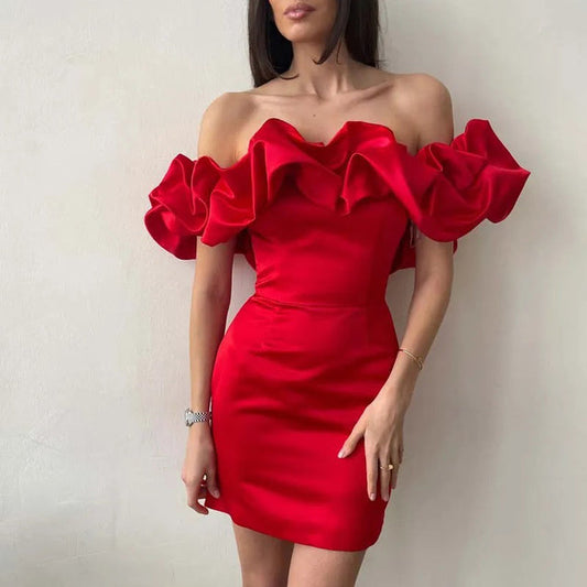 Estelle - Satijnen Off-Shoulder Jurk