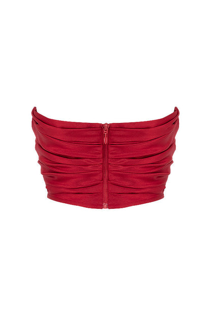 Giacinta - Elegant Rood Gedrapeerd Taft Korset