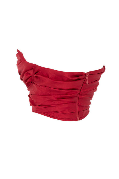 Giacinta - Elegant Rood Gedrapeerd Taft Korset