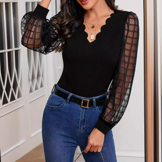 Helisara - Elegante Top met V-Hals en Schulprandjes
