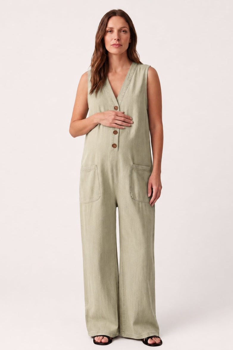 Dames Zwangerschapsjumpsuit met Stretch Fit en Zakken