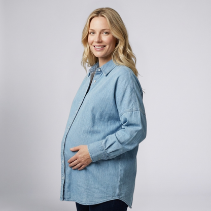 Dames Zwangerschapsblouse met Knoopsluiting – Katoen
