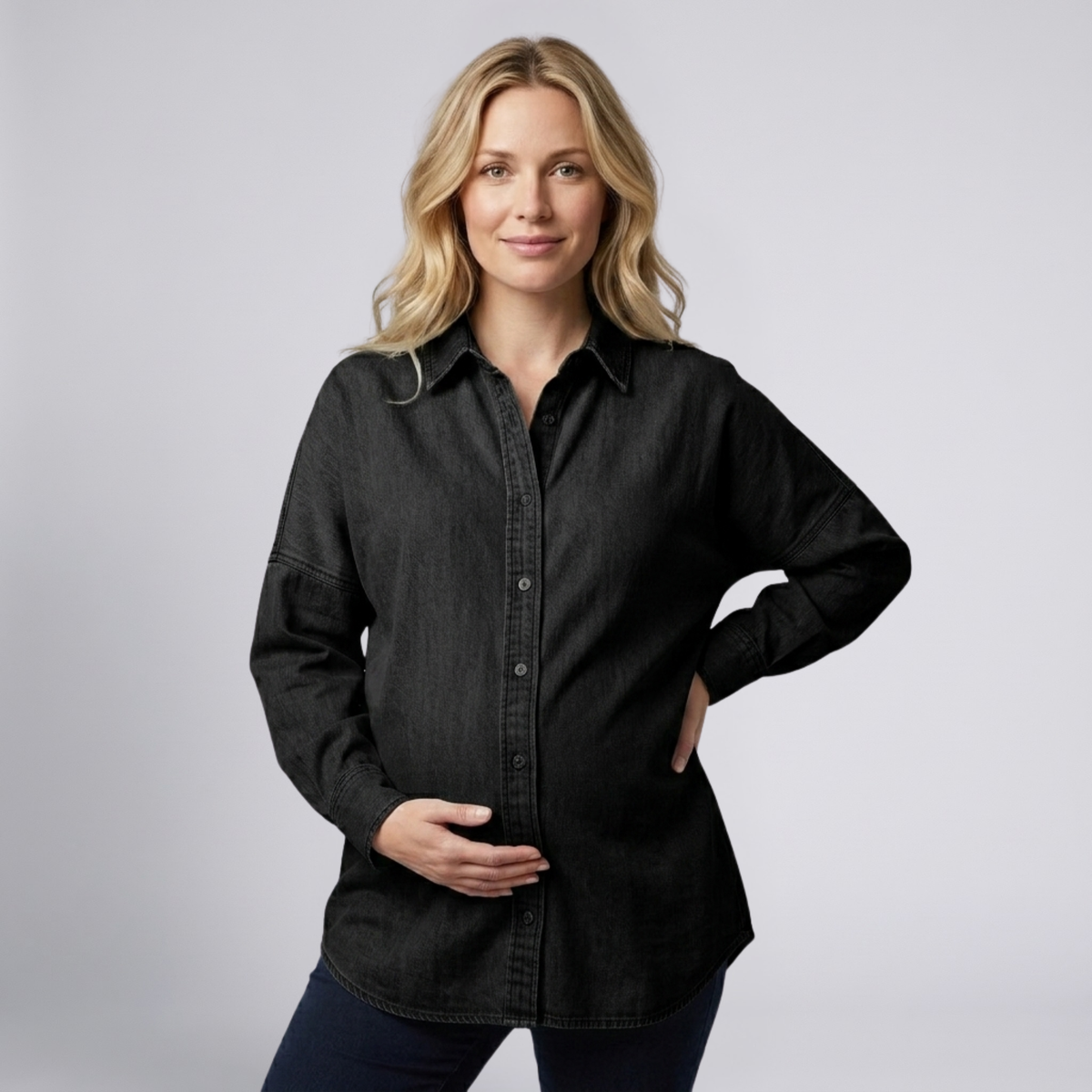 Dames Zwangerschapsblouse met Knoopsluiting – Katoen