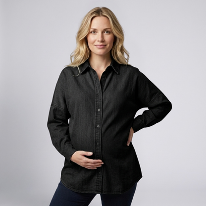 Dames Zwangerschapsblouse met Knoopsluiting – Katoen