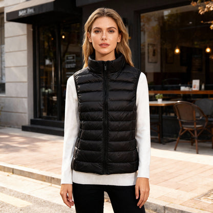 Dames lichtgewicht gewatteerde bodywarmer met hoge kraag