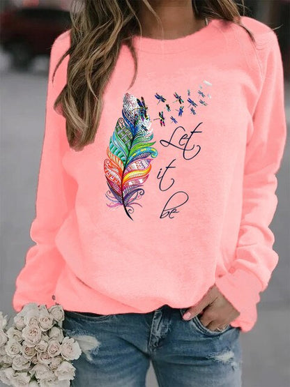 Dames Trui met Veerprint – Casual Sweater voor Herfst en Winter