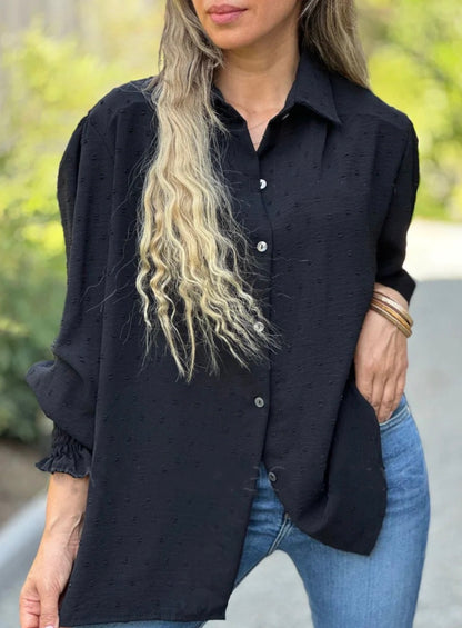 Bonnie - Blouse met Swiss Dot en Lantaarnmouwen