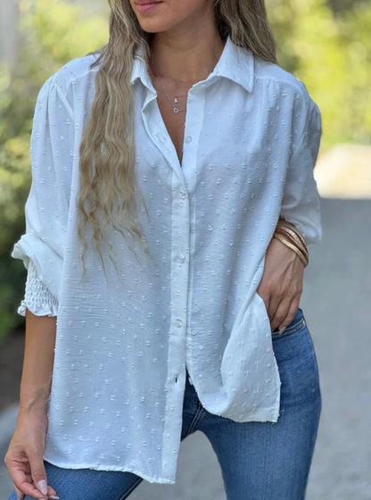 Bonnie - Blouse met Swiss Dot en Lantaarnmouwen