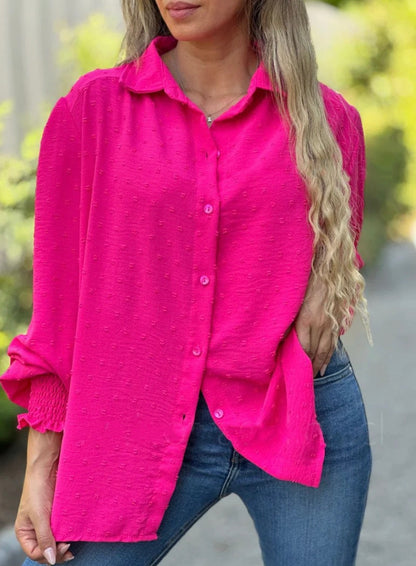 Bonnie - Blouse met Swiss Dot en Lantaarnmouwen