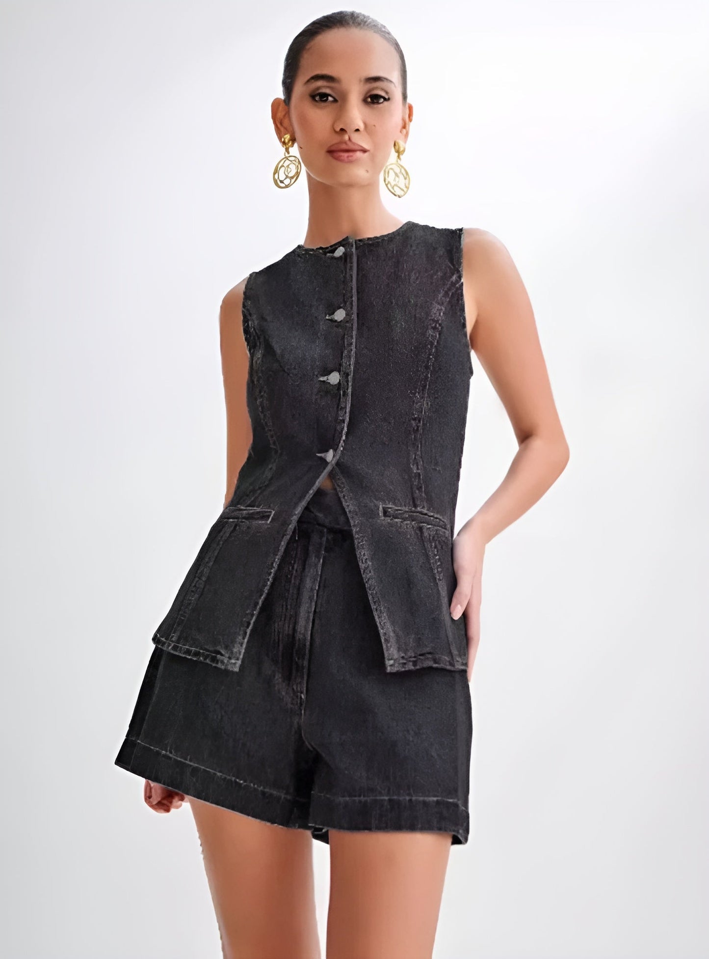 Giulietta - Trendy Denim Button Up Set