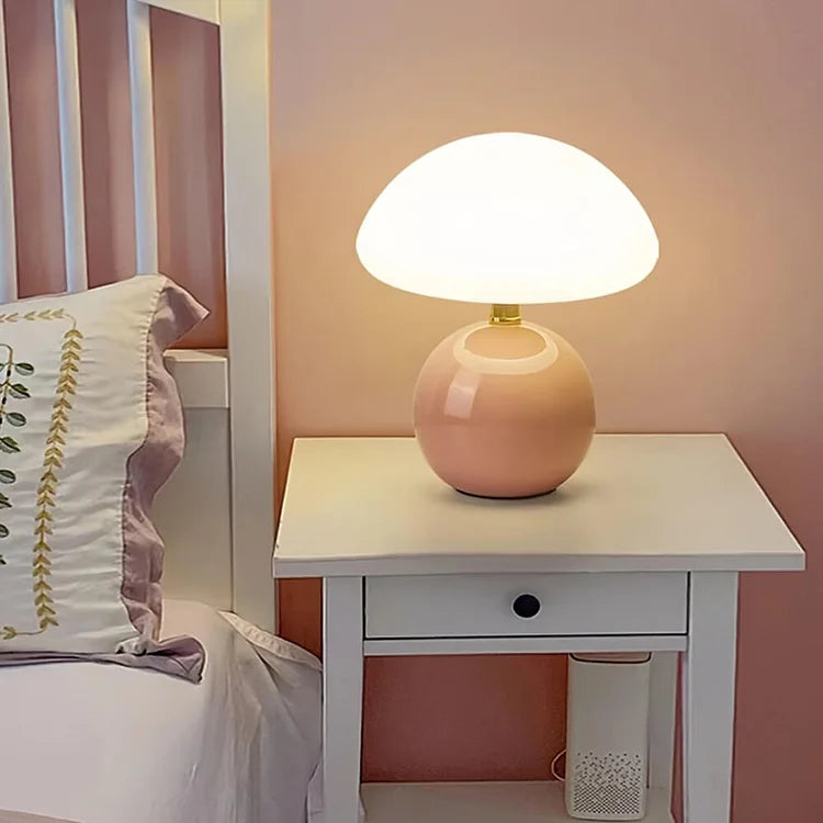Tafellamp Paddenstoel Design Keramiek met LED Verlichting