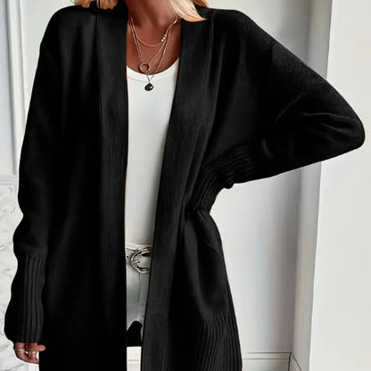 Dames Vest Lang Model met Zakken - Geribbelde Boorden