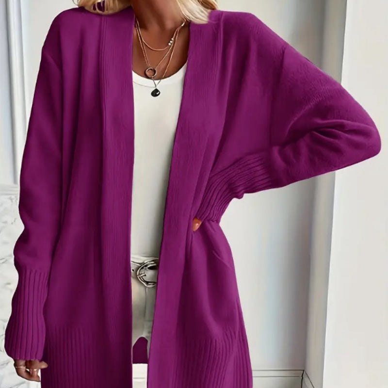 Dames Vest Lang Model met Zakken - Geribbelde Boorden