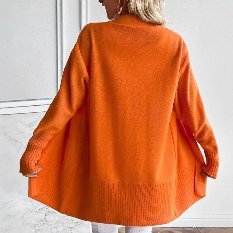 Dames Vest Lang Model met Zakken - Geribbelde Boorden