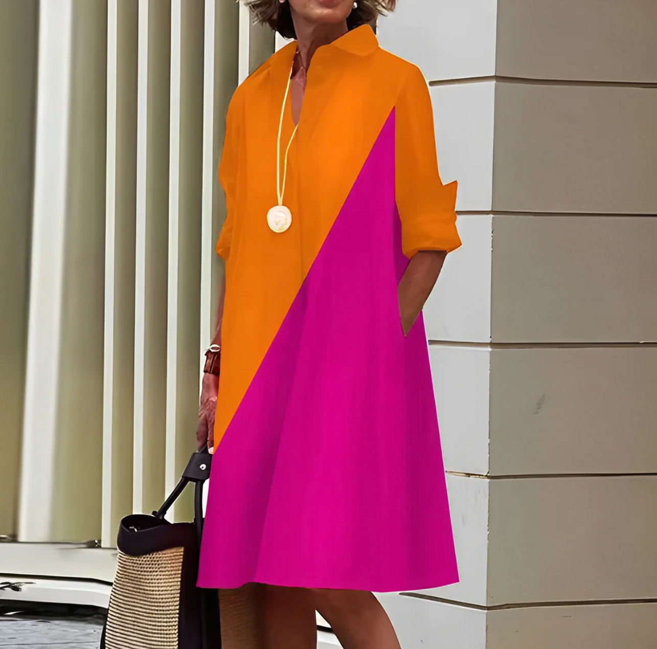 Katarina – Midi Jurk met Lange Mouwen