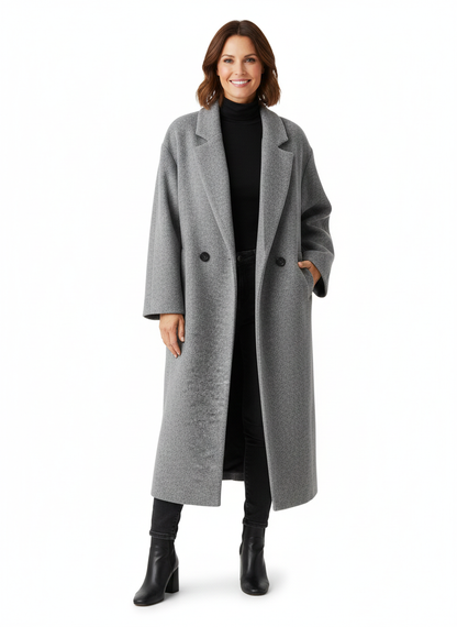 Dames Oversized Wintermantel – Lange Blazerlook, Ideaal voor Herfst en Winter