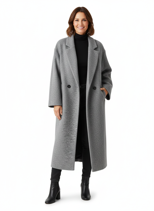 Dames Oversized Wintermantel – Lange Blazerlook, Ideaal voor Herfst en Winter