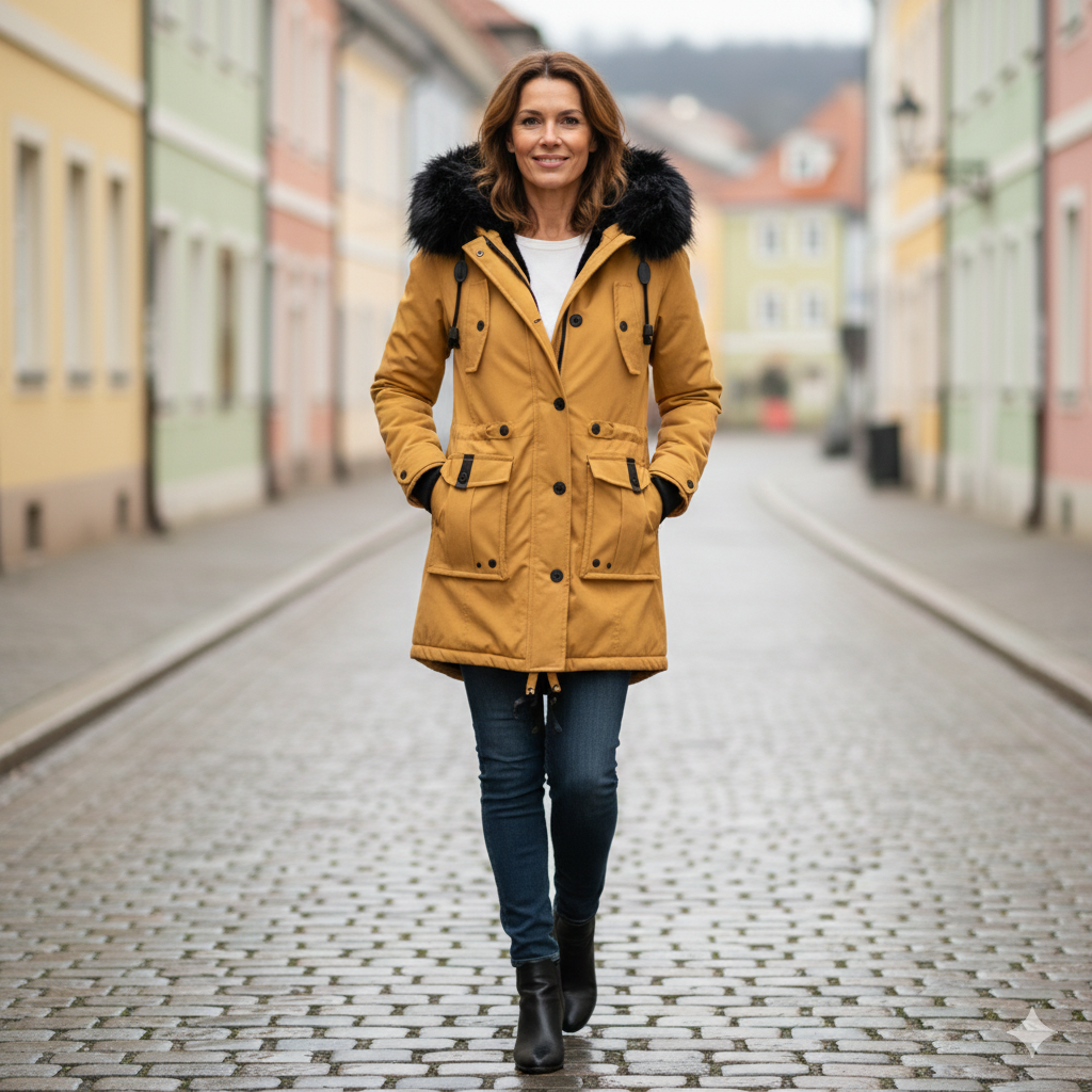 Dames Lange Winterparka met Capuchon – Waterdicht, Ideaal voor Koude Dagen