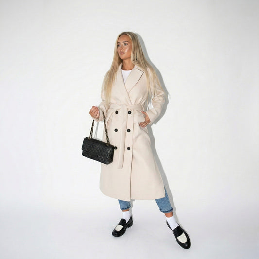 Dames Lange Winterjas met Lange Revers