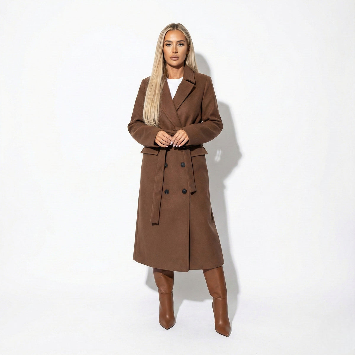 Dames Lange Winterjas met Lange Revers