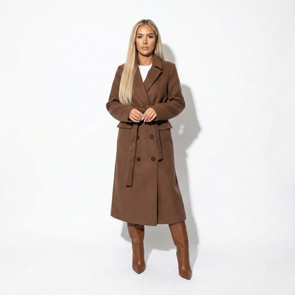 Dames Lange Winterjas met Lange Revers